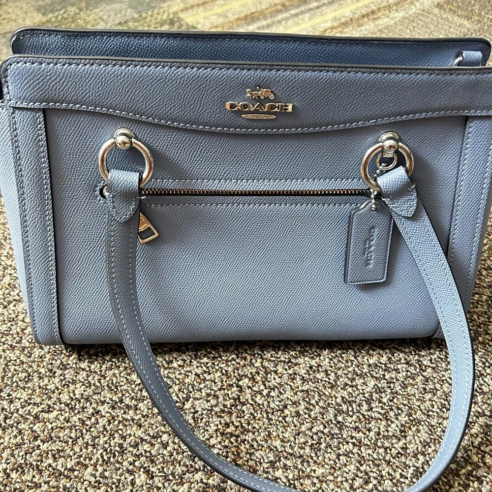 Slate Blue Coach Bag with Gold Accents - Picture 2 of 10